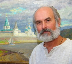 Художник Владимир Занога в мастерской